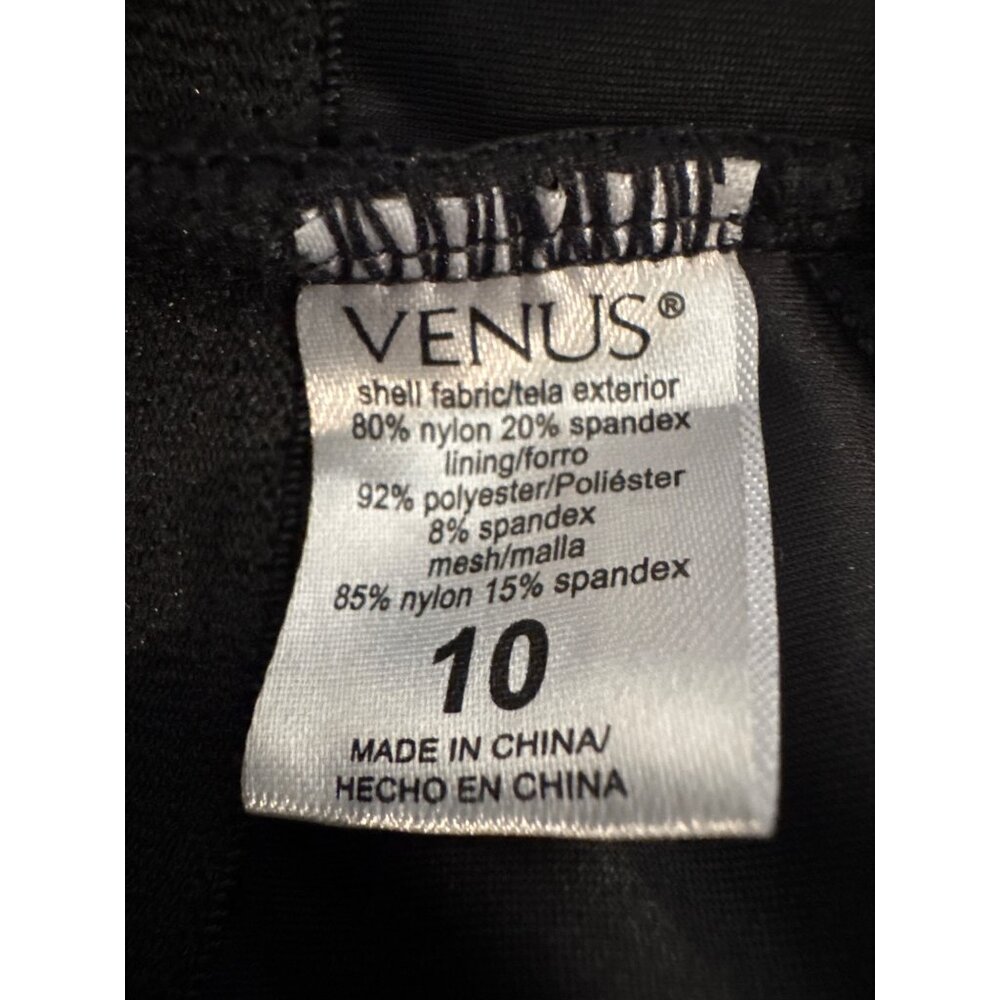 Venus Women Swimsuit Sz 10 Black/Aqua Retro CottageCore Skirt Mixed Media Belted - Picture 4 of 7